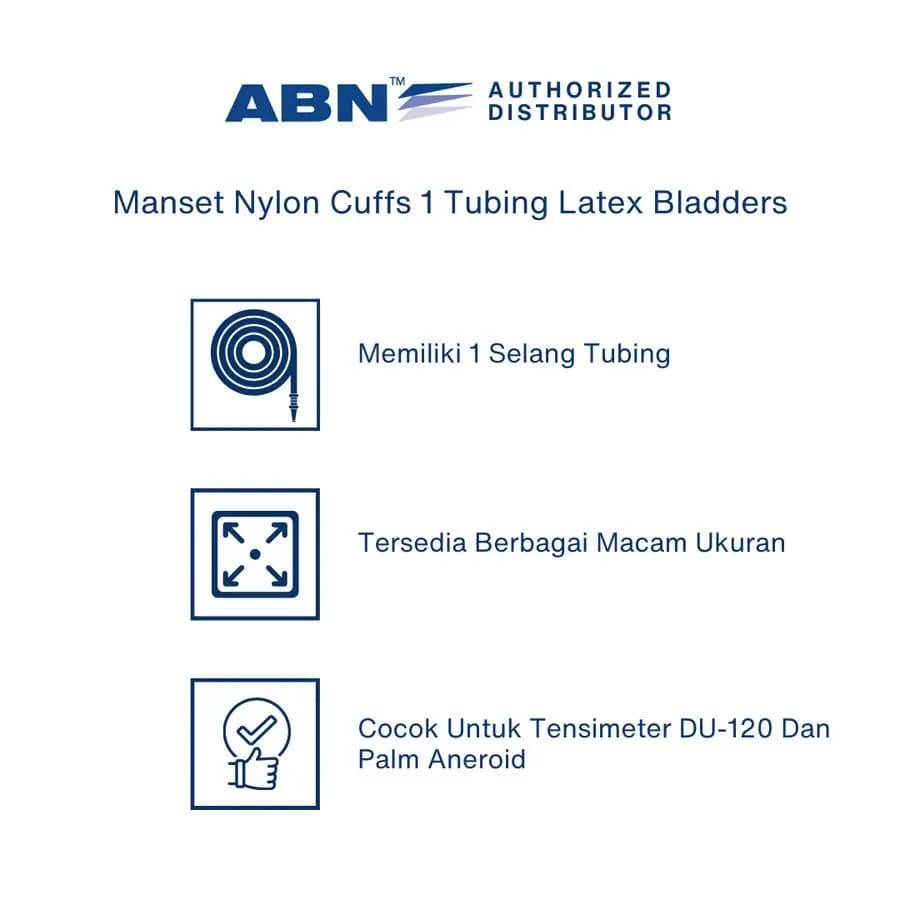 ABN Manset Tensimeter Nylon Cuff 1 Tube Latex Bladder