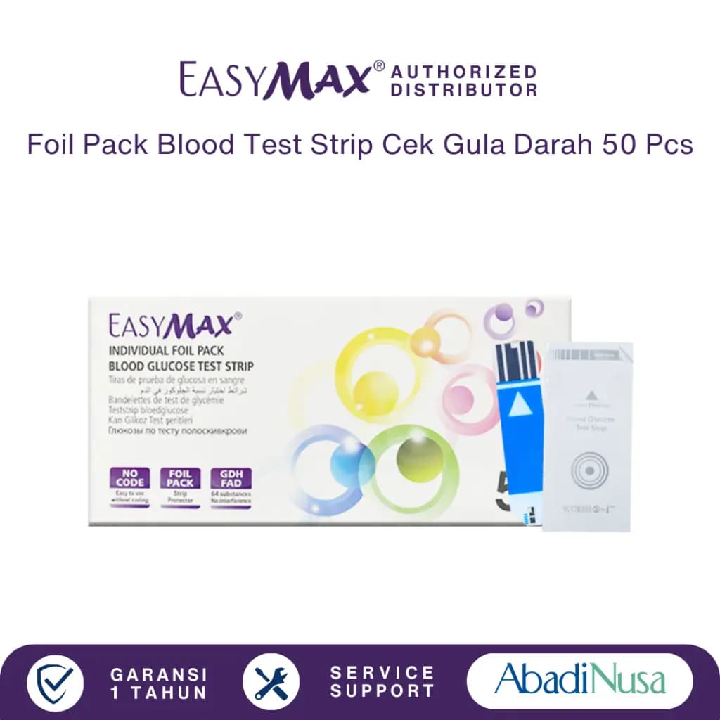 EASYMAX Foil Pack Blood Test Strip Cek Gula Darah