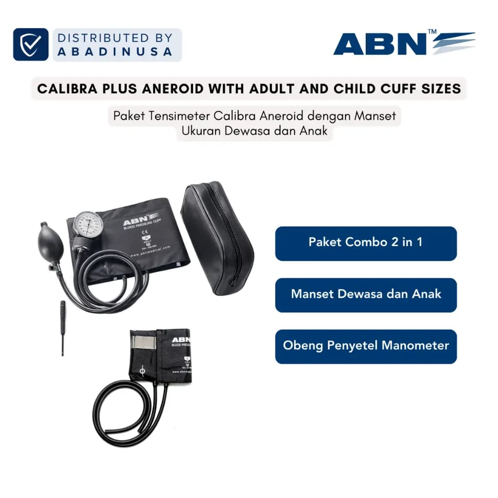 ABN Tensimeter Calibra Plus Dengan Manset Ukuran Dewasa Dan Anak
