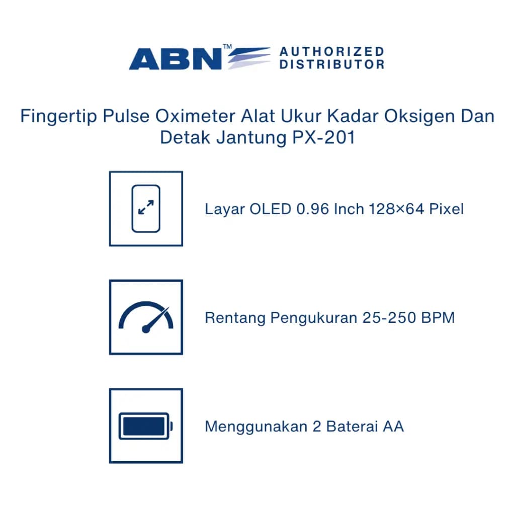 ABN Fingertip Pulse Oximeter Alat Ukur Kadar Saturasi Oksigen Dan Detak Jantung PX-201